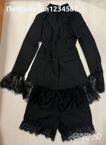 ✨ НОВ елегантен черен сет от 2 части с дантела, снимка 2 - Костюми - 53256789