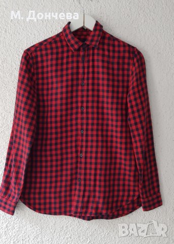 Мъжка карирана риза H&M размер S , снимка 7 - Ризи - 43137902