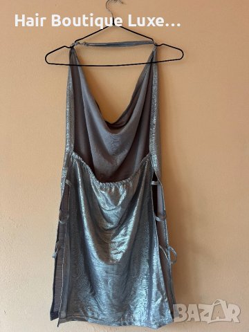 Сребриста къса рокля с гол гръб и регулираща се презрамка ❤️, снимка 5 - Рокли - 44047344