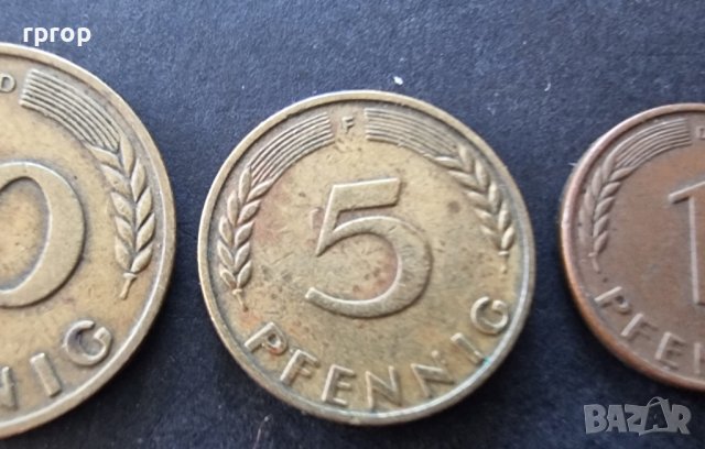 Монети . Германия. 1, 5 и 10 пфенига. 1950 година., снимка 4 - Нумизматика и бонистика - 38160789