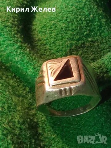 Стар РЪЧНО РЕТРО ОРНАМЕНТИРАН СРЕБЪРЕН ПРЪСТЕН СРЕБРО 925 с ИНКРУСТИРАН ШЛИФОВАН ЧЕРЕН ОНИКС 48234, снимка 15 - Пръстени - 49294556