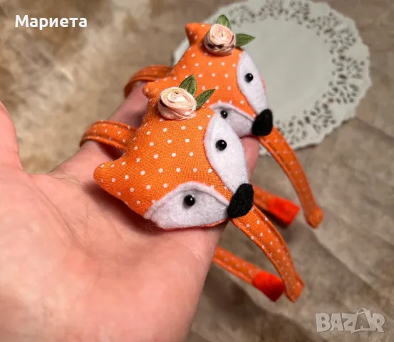 Диадема с лисица Оранжева диадема Аксесоари за коса Ръчна Изработка, снимка 2 - Аксесоари за коса - 47275101