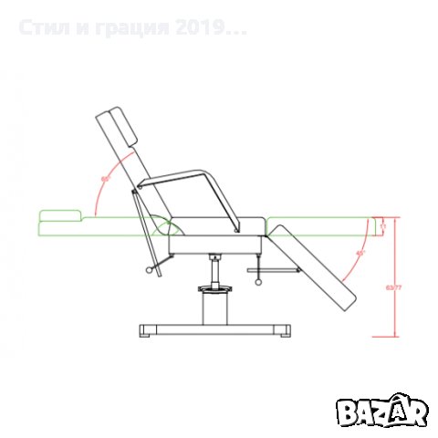 Хидравлична кушетка Ment 185 x 63/83 x 63/77 см, снимка 5 - Кушетки - 43834146