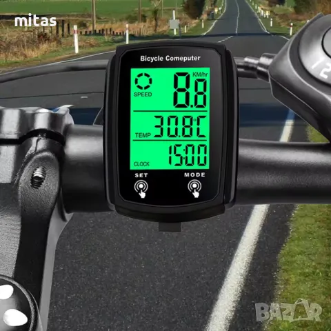 Велокомпютър с 19 функции, Водоустойчив, LED подсветка, 60х45мм, снимка 5 - Аксесоари за велосипеди - 49471066