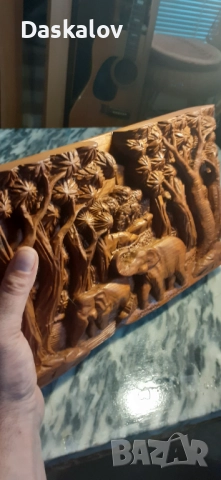 Продавам картина дърворезба -слончета!, снимка 8 - Картини - 51709773