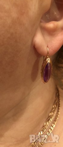 Съветски златни обеци с александрит, снимка 3 - Обеци - 43350102