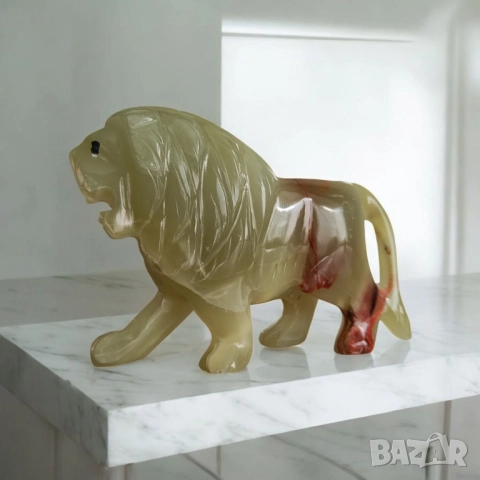 Лъв - естествен зелен оникс, снимка 2 - Колекции - 52177718