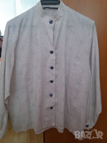 Дамска риза бяла на сини фигурки, снимка 1 - Ризи - 37374297