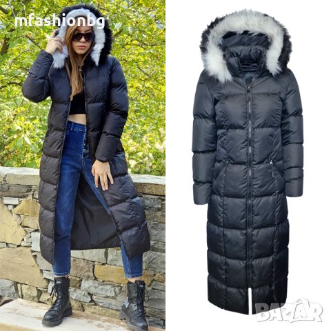 Супер дълго дамско яке 120см, City Angels Jeans, двуцветен пух