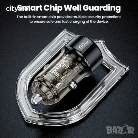 Зарядно за кола 60W, USB-C PD / USB-A QC 3.0, снимка 3 - Зарядни за кола - 50401604