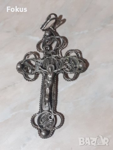 Стар метален възрожденски кръст - филигран, снимка 3 - Антикварни и старинни предмети - 43300669