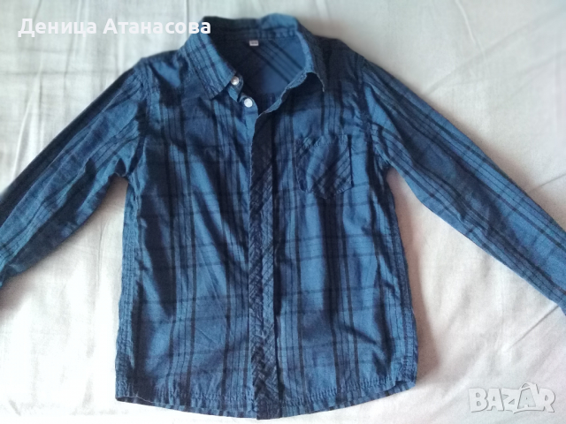 Суичъри, блузки, ризки, панталон, чорапогащник, зимно яке с ръкавички размер 122/128, снимка 6 - Детски анцузи и суичери - 36418089