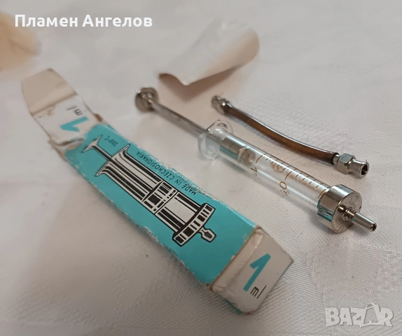 Ретро нова стъклена спринцовка, снимка 8 - Антикварни и старинни предмети - 53516370