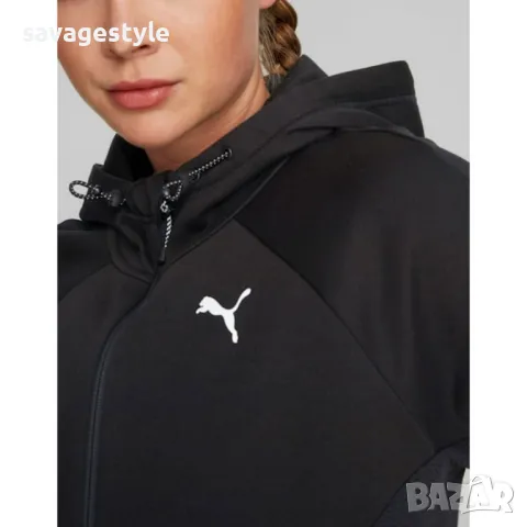 Дамско спортно горнище PUMA Evostripe Full-Zip Hoodie Black, снимка 4 - Спортни екипи - 47470589