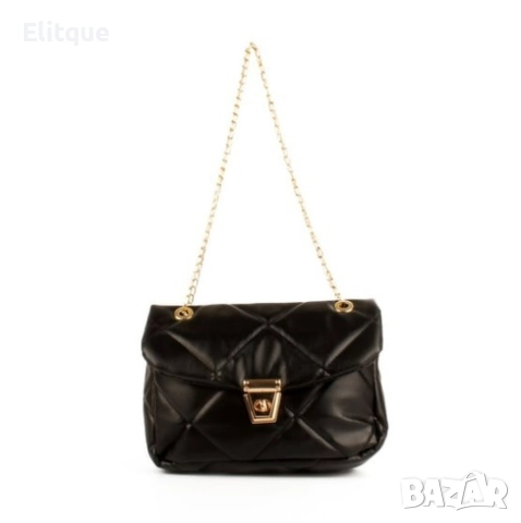 Дамска ватирана мека чанта в стилен дизайн и дръжка тип синджир, снимка 5 - Чанти - 52895578