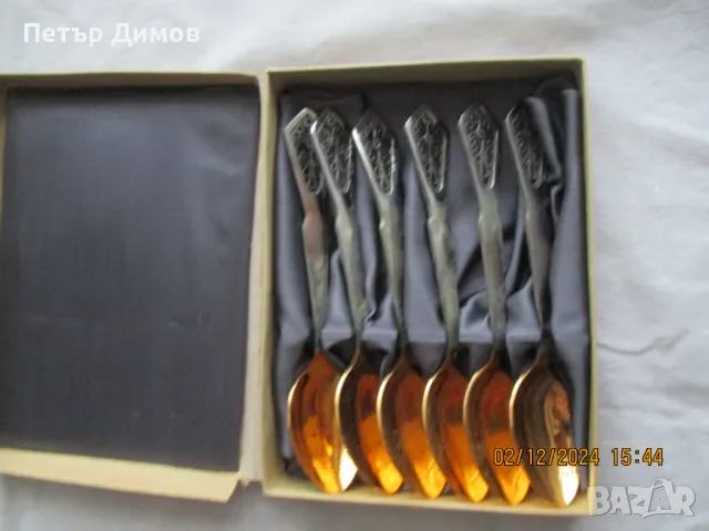 Продавам комплект позлатени лъжички, снимка 2 - Прибори за хранене, готвене и сервиране - 48197394