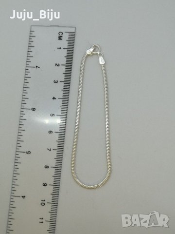 Нова сребърна гривна дължина около 18см може да бъде направена с дължина по Ваш избор, снимка 1 - Гривни - 28781998