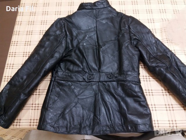 Черно яке от ЕСТЕСТВЕНА КОЖА с подплата тънка вата , снимка 5 - Якета - 26675706