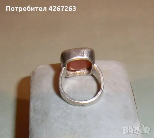 Старинен сребърен пръстен с естествен камък, снимка 11 - Пръстени - 48521756