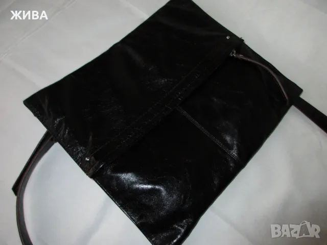 ЕСТЕСТВЕНА КОЖА мъжка черна чанта през рамо, снимка 4 - Чанти - 49340922