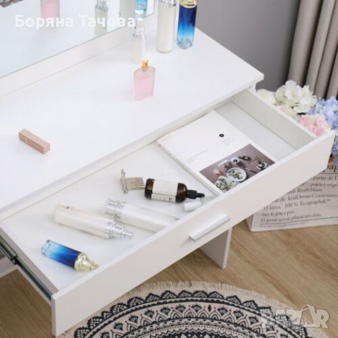 ПРОМОЦИЯ Тоалетка с вградено осветление и табуретка SGJS-DR-0022WH, снимка 3 - Тоалетки - 36598133