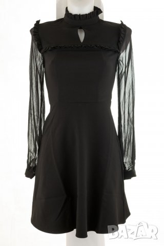 Черна рокля с ефирни ръкави марка Jimmy Sanders - XS, снимка 2 - Рокли - 27248528