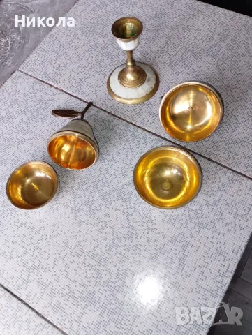 Свещници от месинг и седеф, снимка 3 - Декорация за дома - 50325879