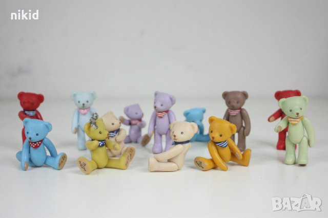 10 бр Мече Мечета пластмасови PVC фигурки за игра и украса на торта