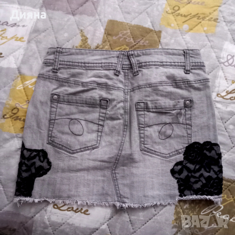 Дънкова пола с дантела, снимка 2 - Поли - 53250409