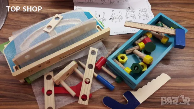 Детски дървен работен плот с инструменти, снимка 3 - Образователни игри - 48763292