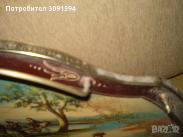 Голям поднос 1950 г., сцени от Гоя  поднос с дръжки, поднос за закуска, снимка 10 - Антикварни и старинни предмети - 42969287