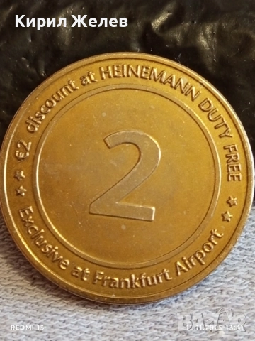 Жетон на летище Франкфурт Германия 2 евро за КОЛЕКЦИЯ ДЕКОРАЦИЯ 51887, снимка 2 - Други ценни предмети - 52388455