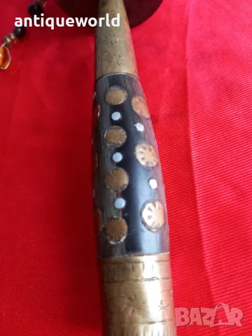 Старинно Молитвено Тибетско Будистко Колело,Месинг и Кост, снимка 3 - Антикварни и старинни предмети - 49021148