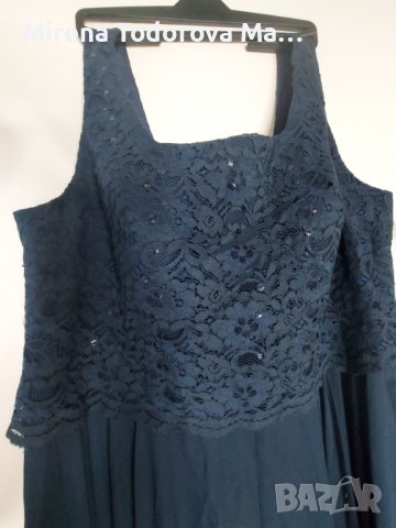 А-силует квадратно деколте с дължина до пода шифон дантела. EU54,XXXL-300лв., снимка 4 - Рокли - 36670472