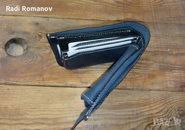 Ръчно изработен мъжки кожен портфейл , снимка 5 - Портфейли, портмонета - 52680937