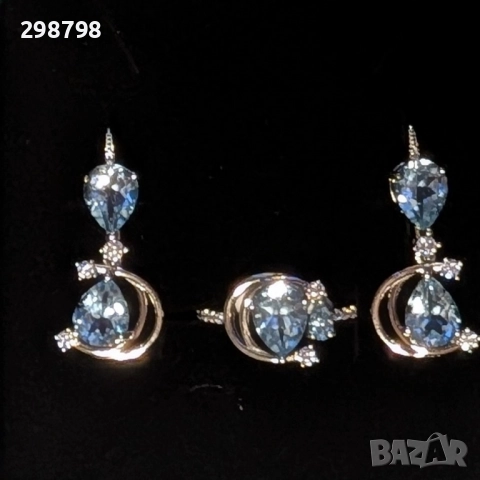 Сребърен комплект с Естествен Топаз, снимка 4 - Бижутерийни комплекти - 51945495