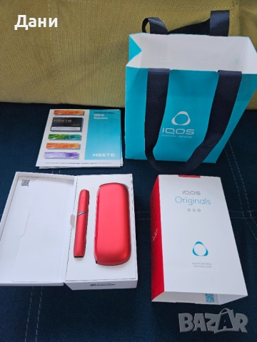 Iqos Original Duo, бездимна цигара, цял комплект, като НОВА, червен цвят, снимка 9 - Друга електроника - 52699639