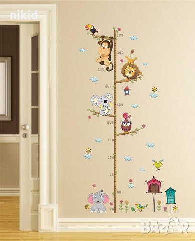Сафари Зоо Диви Джунгла животни метър за стена и мебел детска стая лепенка стикер самозалепващ, снимка 3 - Други - 32776760