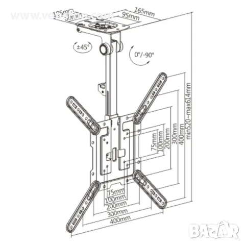 Стойка за телевизор за монтаж на таван, сгъваема, 23" - 55"  LM CLNG ECO TV 23 55, снимка 2 - Стойки, 3D очила, аксесоари - 48068328