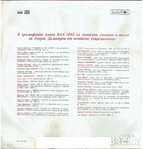 Грамофонна плоча Георги Димитров. Речи, писма, статии, документи ВАА 1393, снимка 2 - Грамофонни плочи - 28371816