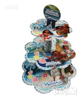 Смелата Ваяна  Моана Moana 3 етажна Триетажна поставка стойка за мъфини кексчета картонена