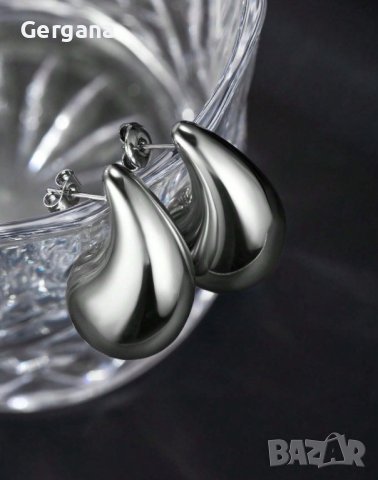 златисти / сребристи обеци капка, снимка 4 - Обеци - 42850759