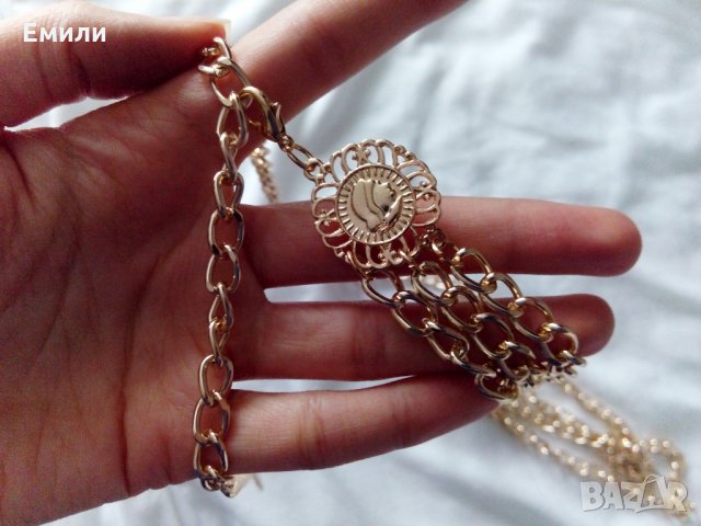 Колан тип верижка с кръгли елементи в златист цвят, снимка 5 - Колани - 34744715