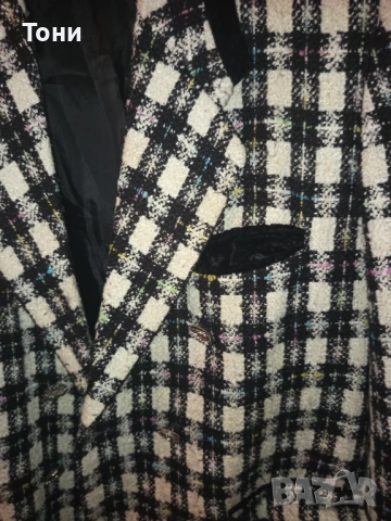 Ново Дамско Стилно Карирано Сако XL , снимка 3 - Сака - 53013998