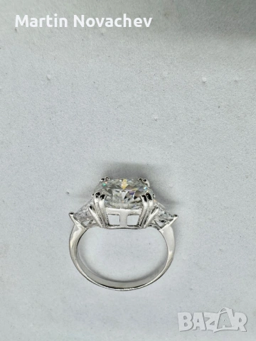 Сребърен пръстен с мойсанит (Диамант) 5 карата, снимка 7 - Пръстени - 53423732