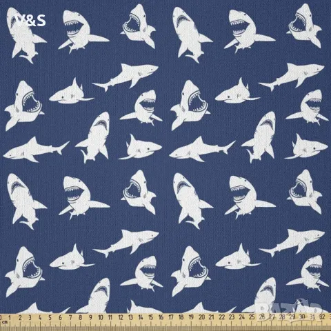 Тъкан ABAKUHAUS Shark, продаван на метри, хумор с различни жестове, плат от микрофибър за декоративн