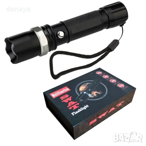 1165 Мощен led фенер ZOOM презареждаем 3 режима на светене SOS