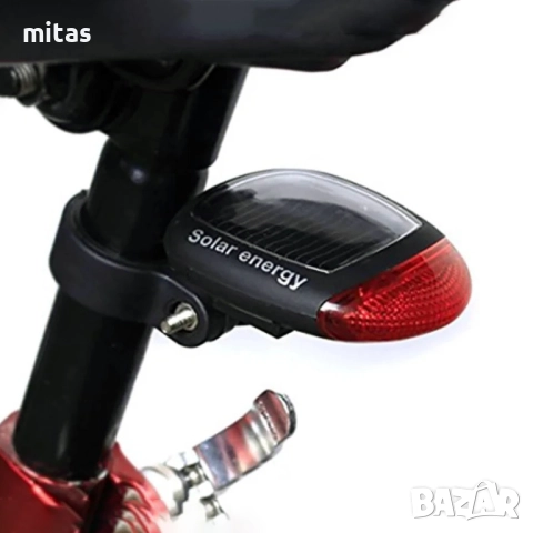 Задна LED стоп светлина за велосипед колело, Соларно захранване, снимка 3 - Аксесоари за велосипеди - 52040073
