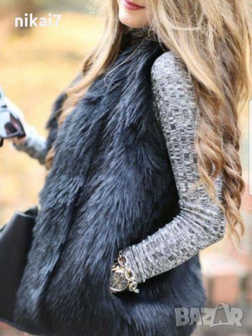 XXXL дамски елек от здрав еко косъм закочаване с клипси , снимка 8 - Елеци - 27203648