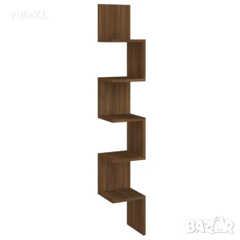 vidaXL Стенен ъглов рафт, кафяв дъб, 20x20x127,5 см, инженерно дърво（SKU:815212）, снимка 1 - Други - 48218352